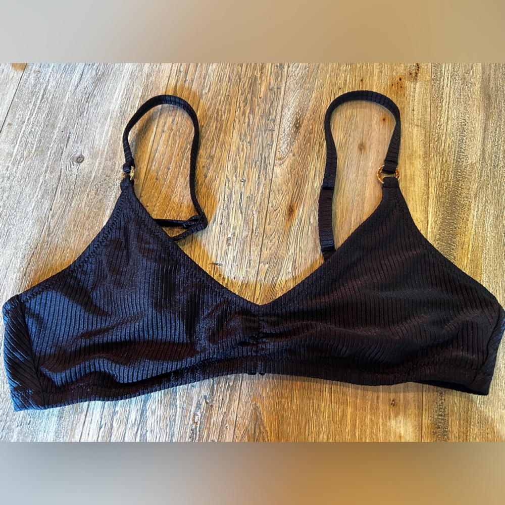 Aerie Black Ribbed Bikini Top